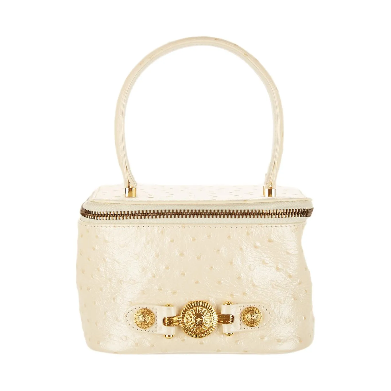 Versace White Embossed Vanity Bag