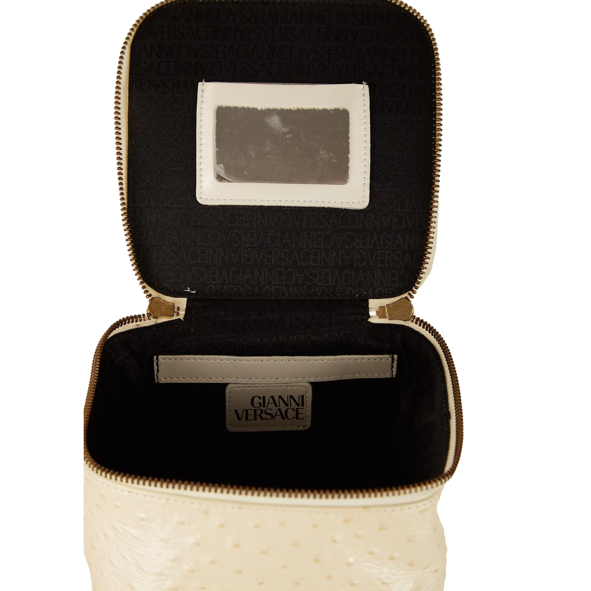 Versace White Embossed Vanity Bag