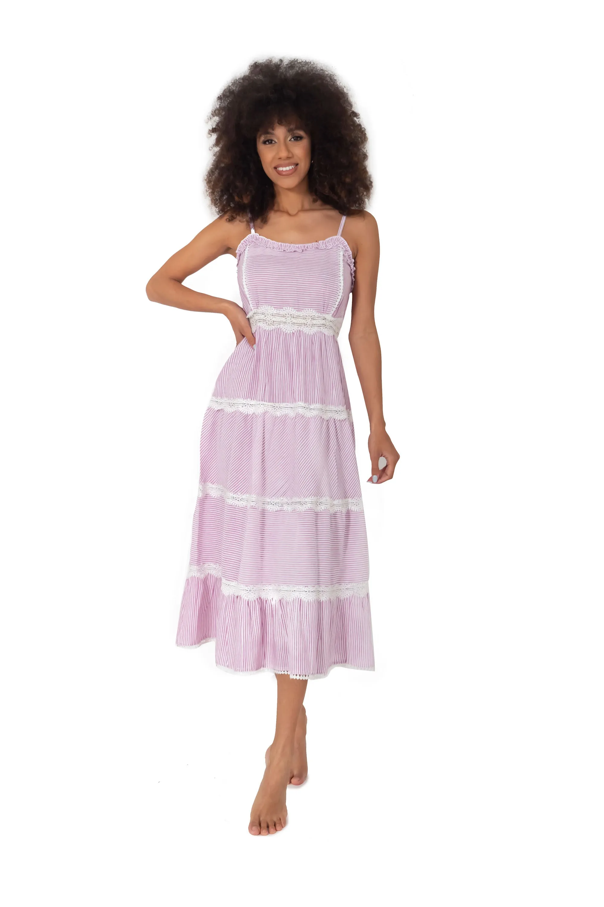 Vestito a righe lungo con spalline Ava