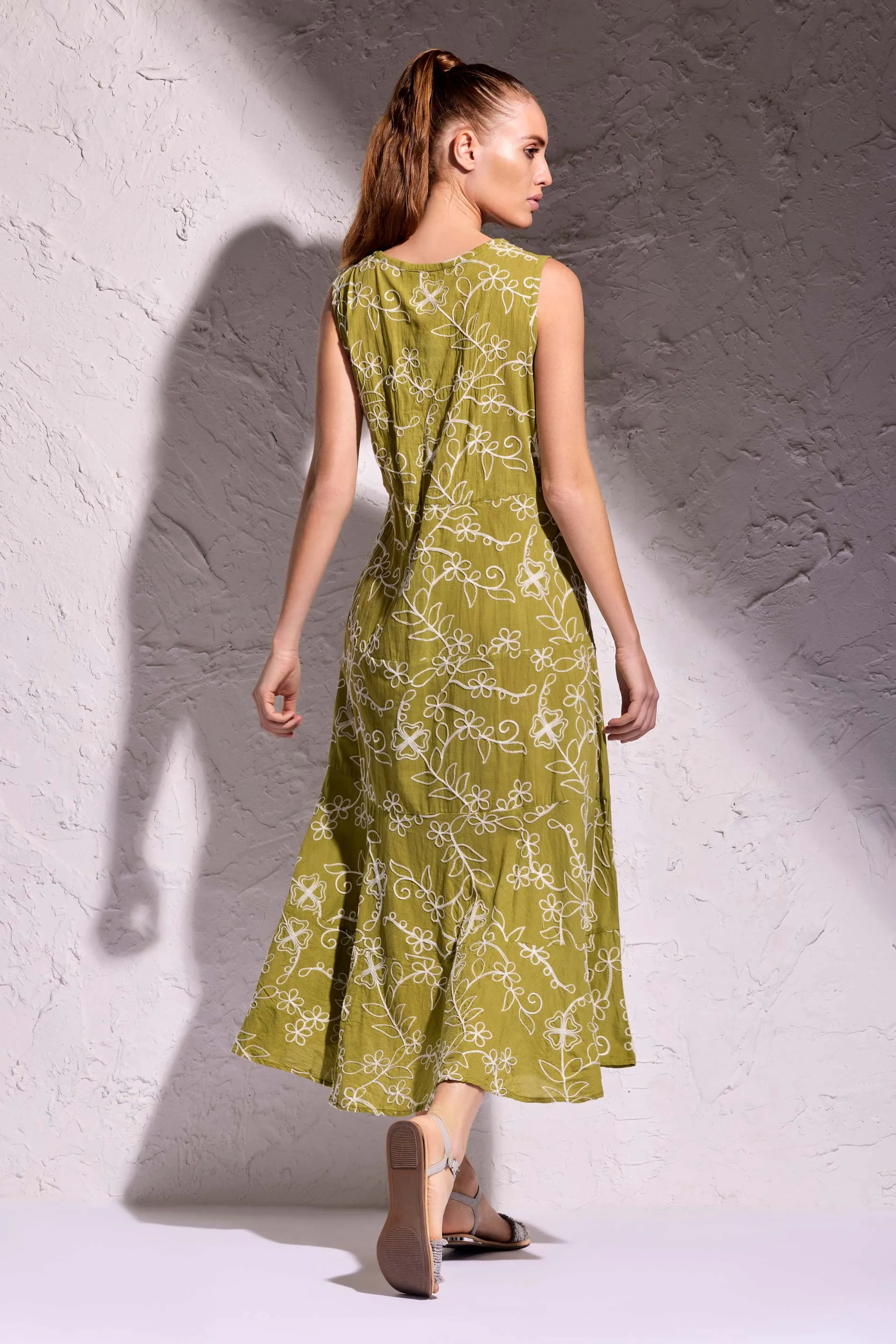 Vestito verde smanicato lungo Lipari