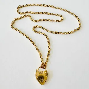 Vintage 9K Oval Rolo Chain w/Padlock