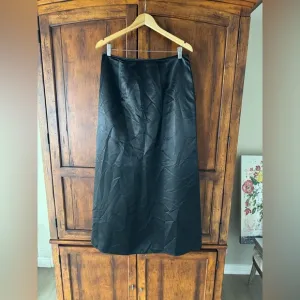 Vintage Jessica McClintock for Gunne Sax | Black Satin Maxi Skirt | Large