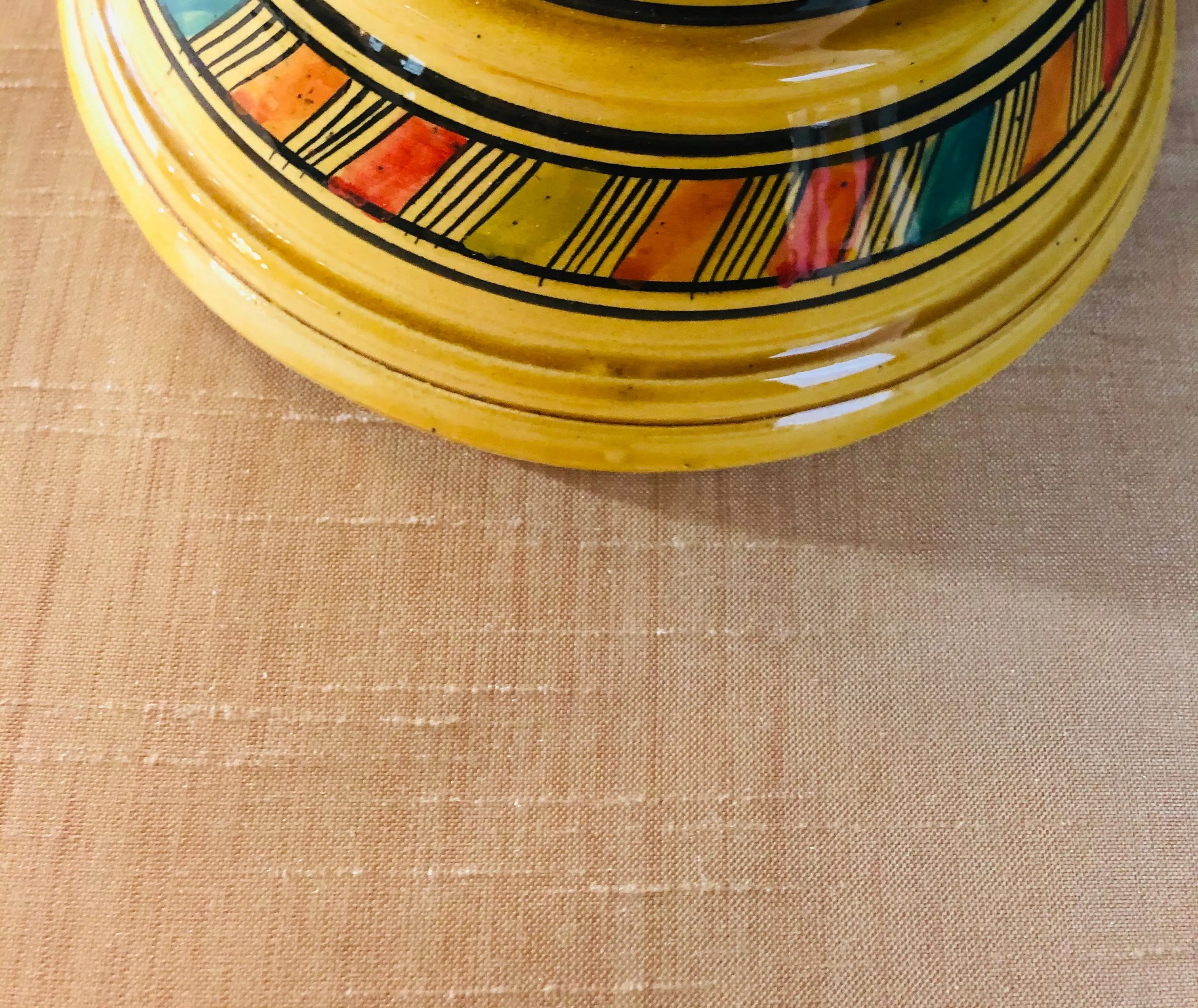 Vintage Moroccan Pottery Yellow Vase