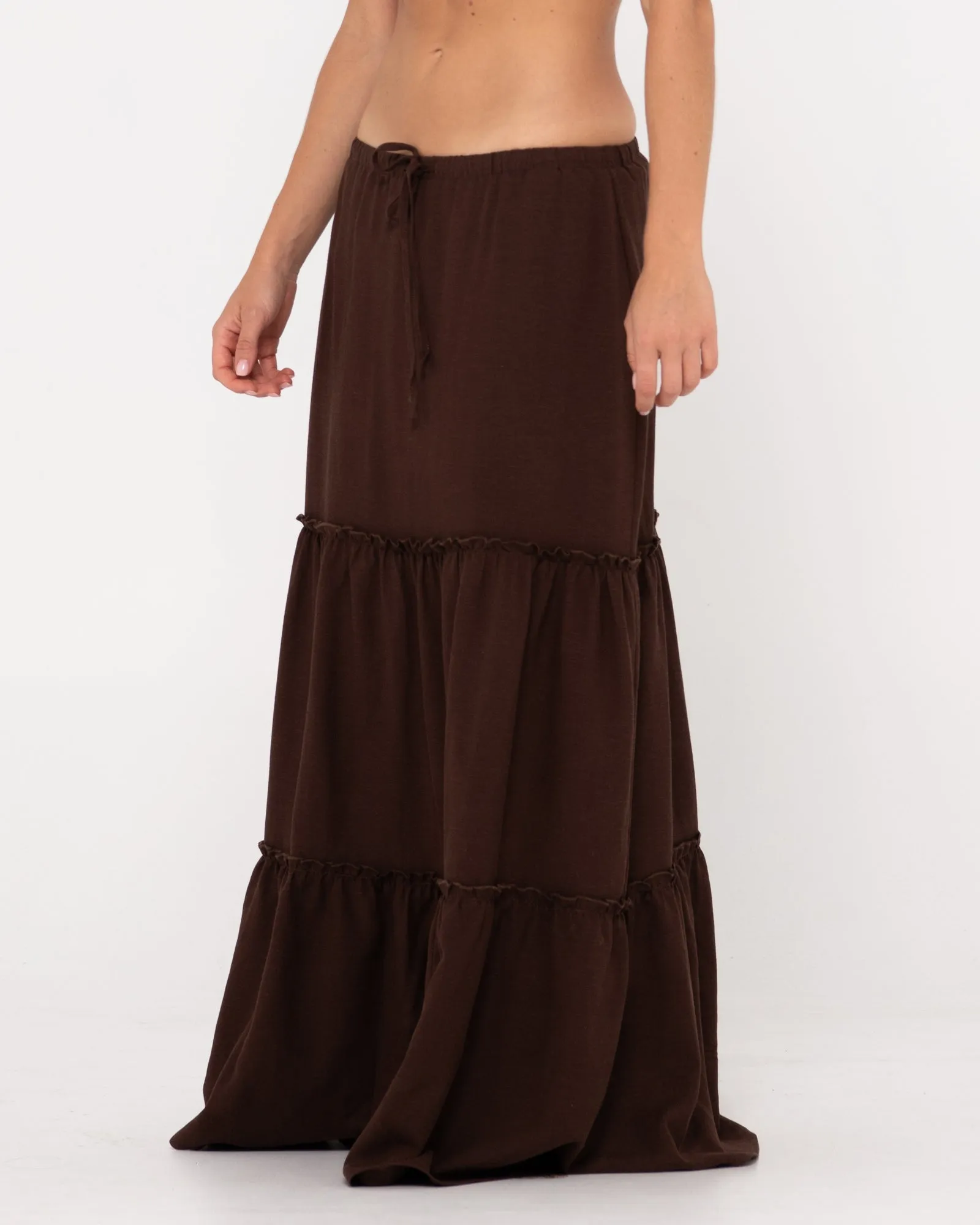 Violeta Low Rise Tiered Maxi Skirt
