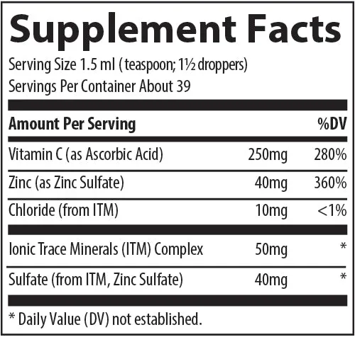 Vitamin C   Ionic Zinc