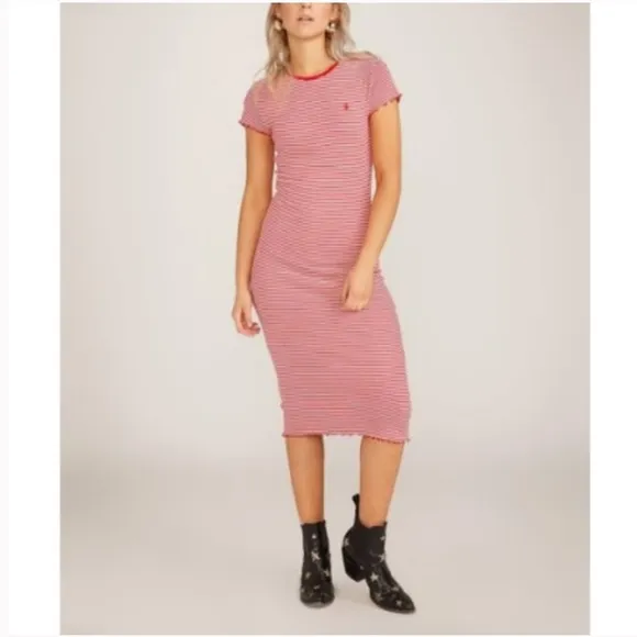 VOLCOM 🌹 Striped Ribbed Maxi Dress