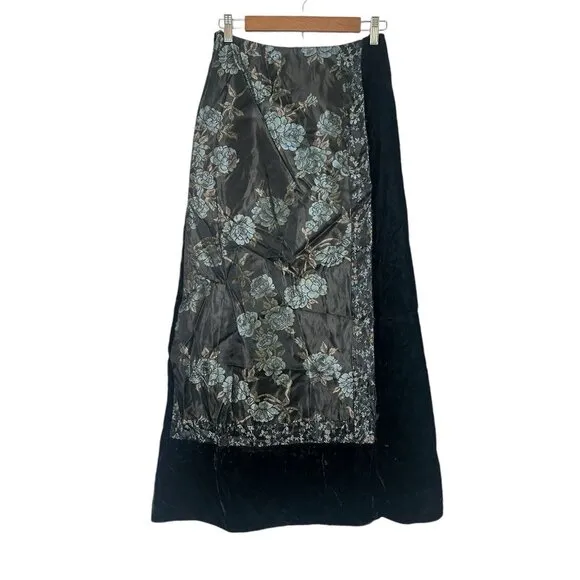 Vtg Jessica McClintock Maxi Skirt Fairy Whimsigoth Dark Romantic Velvet Small 6