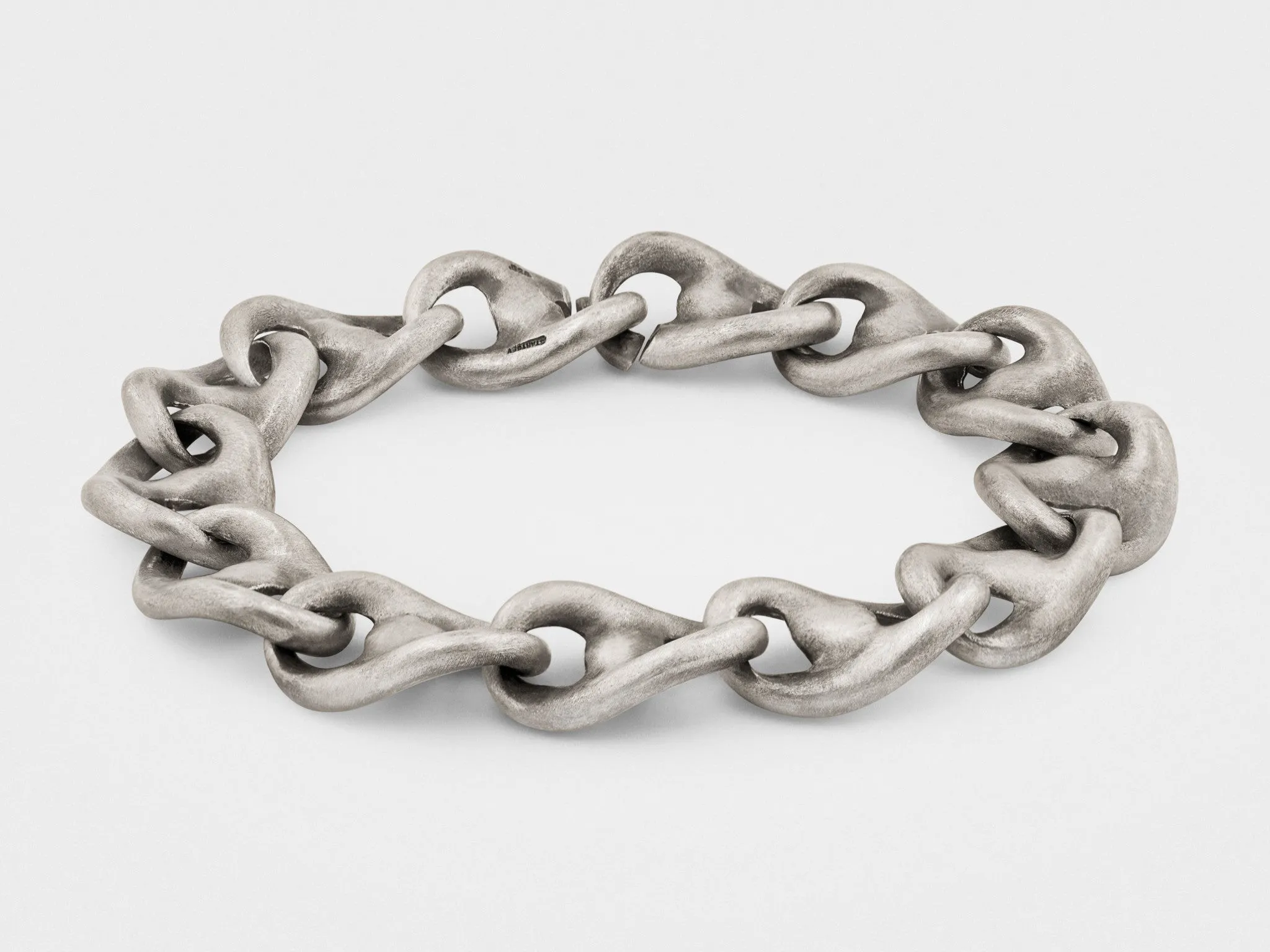 Wave Link Chain Bracelet in Sterling Silver