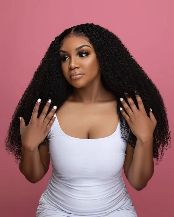 Wavymy Afro Curly V Part Wig Human Hair Wear Go Thin Part Glueless Wig 180% Density