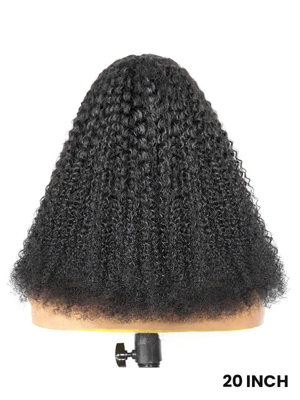 Wavymy Afro Curly V Part Wig Human Hair Wear Go Thin Part Glueless Wig 180% Density