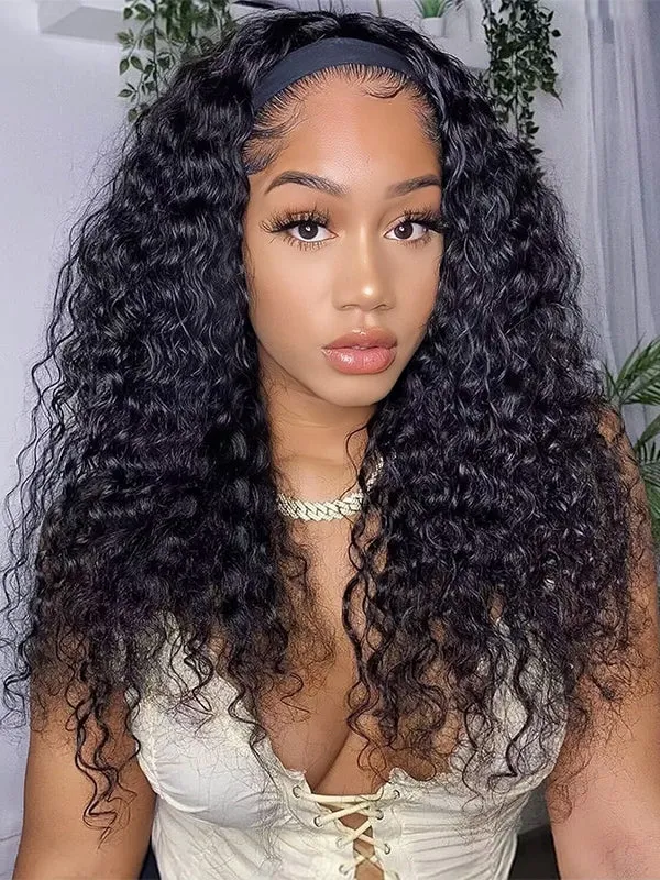 Wavymy Upgrade 3 In 1 Half Wigs Water Wave No Lace No Glue Human Hair For Women 180% Density