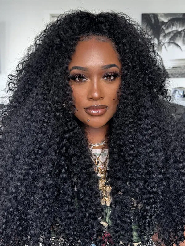 Wavymy Upgrade 3 In 1 Half Wigs Water Wave No Lace No Glue Human Hair For Women 180% Density