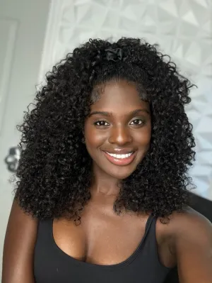 Wavymy Upgrade 3 In 1 Half Wigs Water Wave No Lace No Glue Human Hair For Women 180% Density