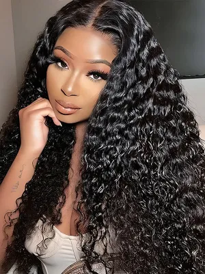 Wavymy Upgrade Water Wave No Leave Out V Part Wig Human Hair Wear Go Glueless V Part Wig For Women 180% Density