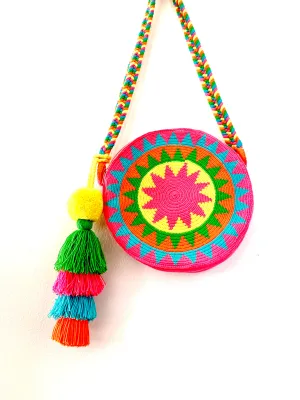 Wayuu Mochila Handbag - Round Neon