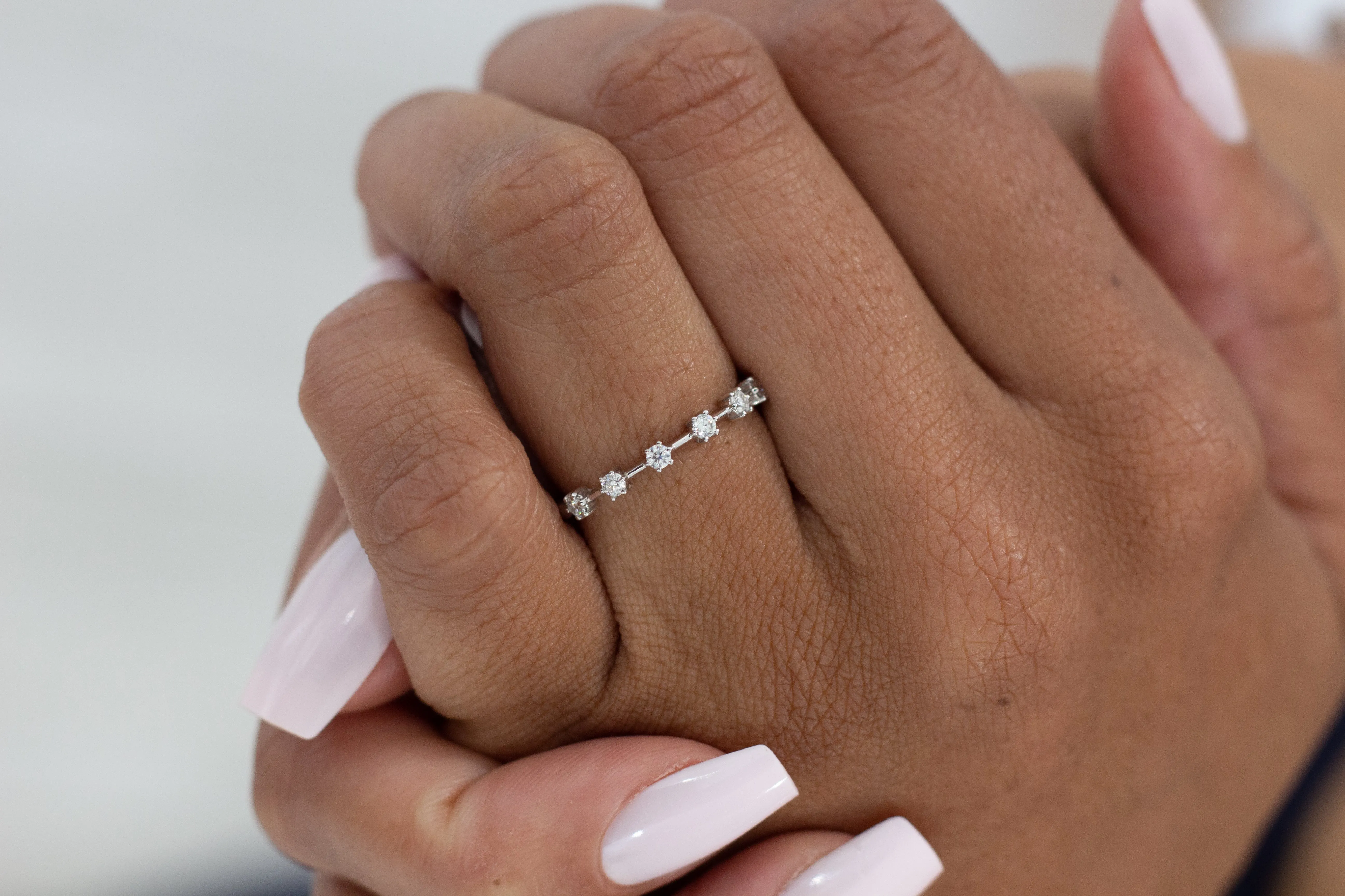 WB0190M ~ MOISSANITE STEM WEDDING BAND
