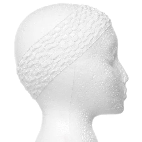 White Knit Crochet Stretch Headband