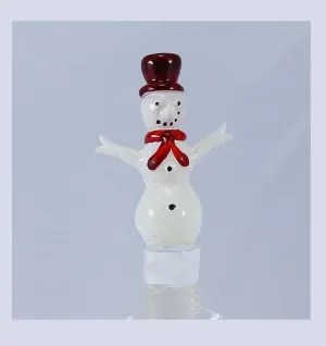 White Snowman Hand Crafted Bottle Stopper