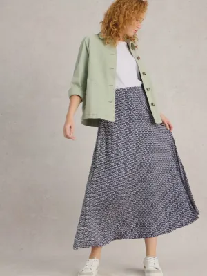 White Stuff Jada Jersey Maxi Skirt Navy Print