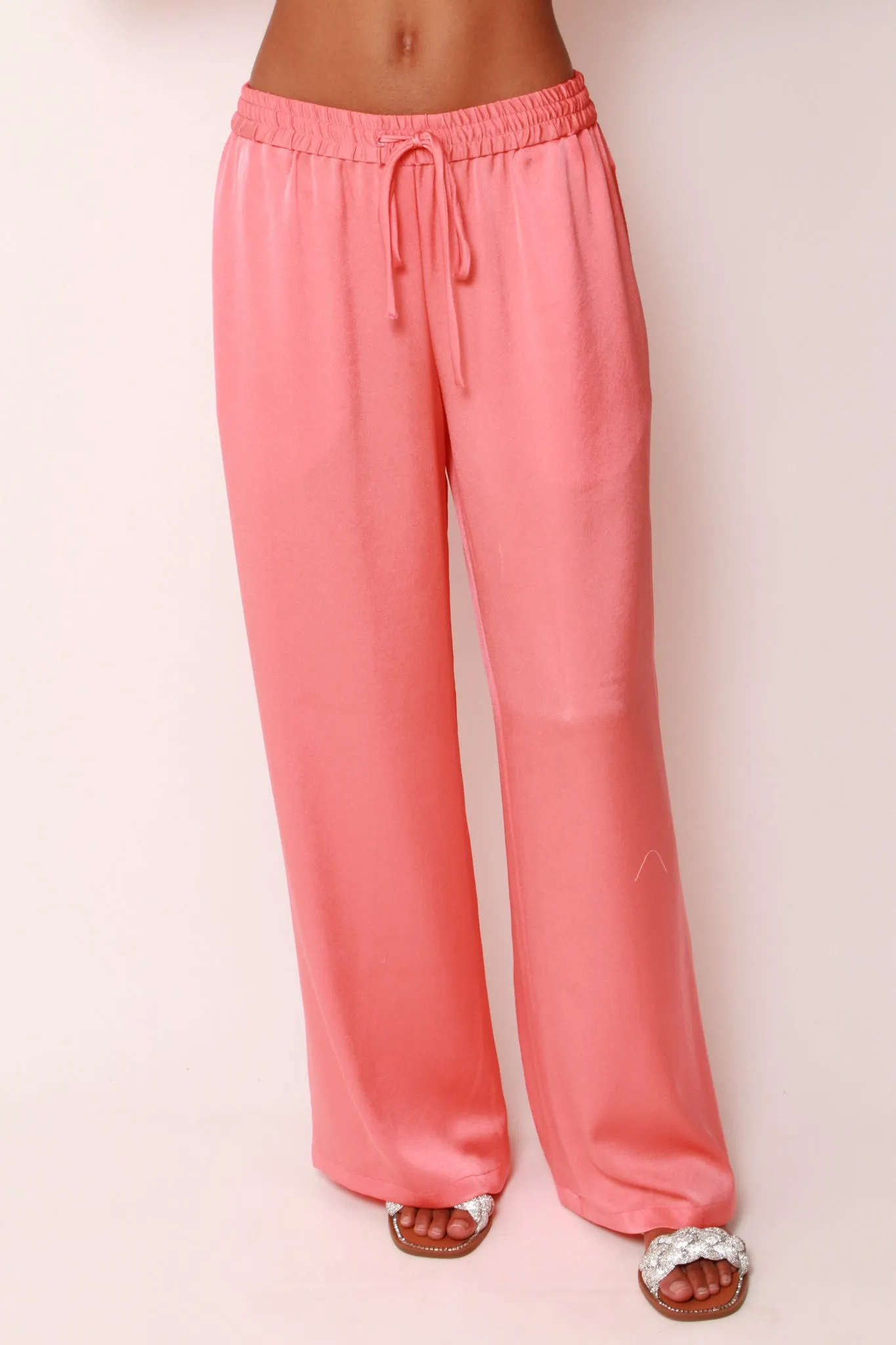 Wide Leg Pants In Coral Crepe