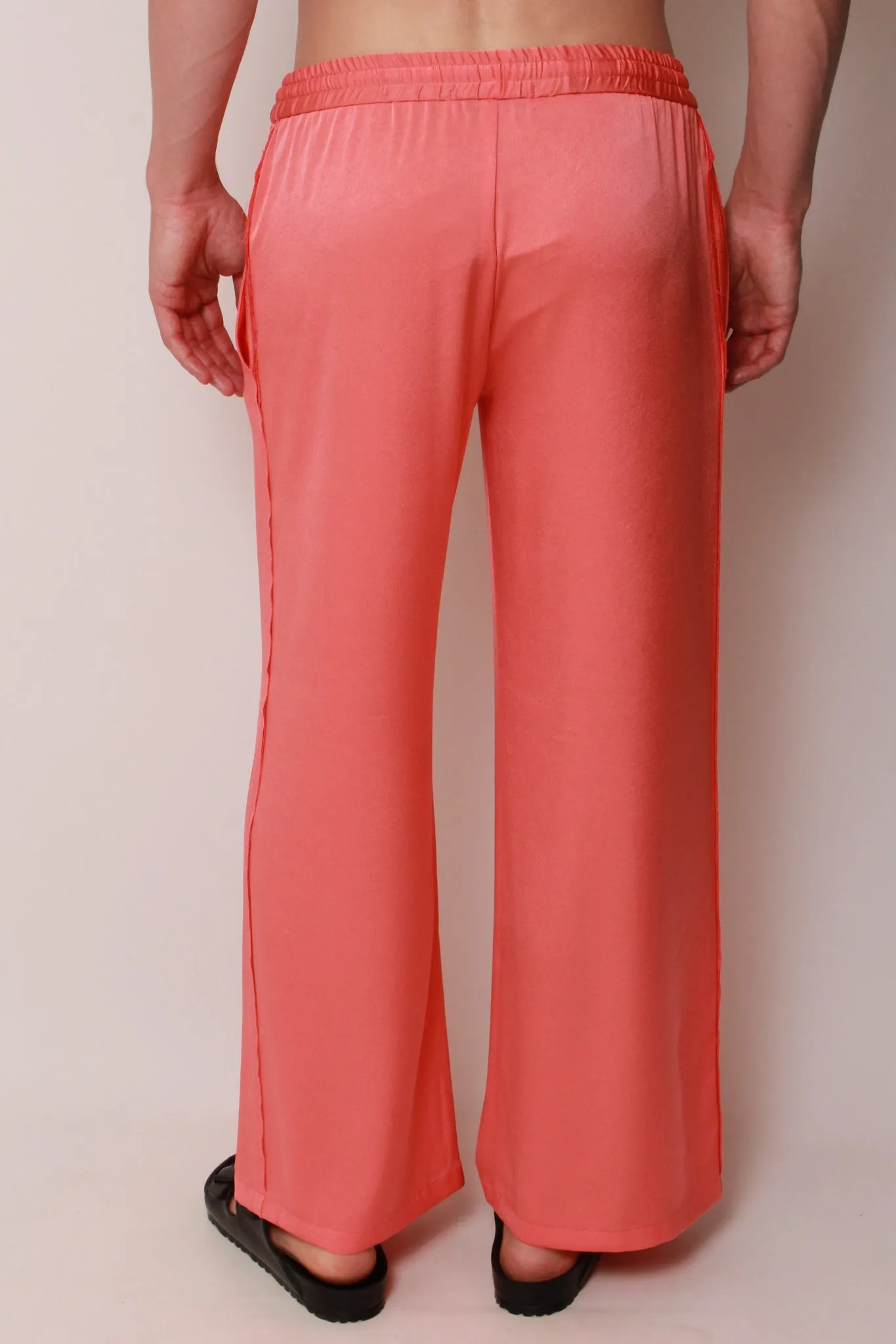 Wide Leg Pants In Coral Crepe