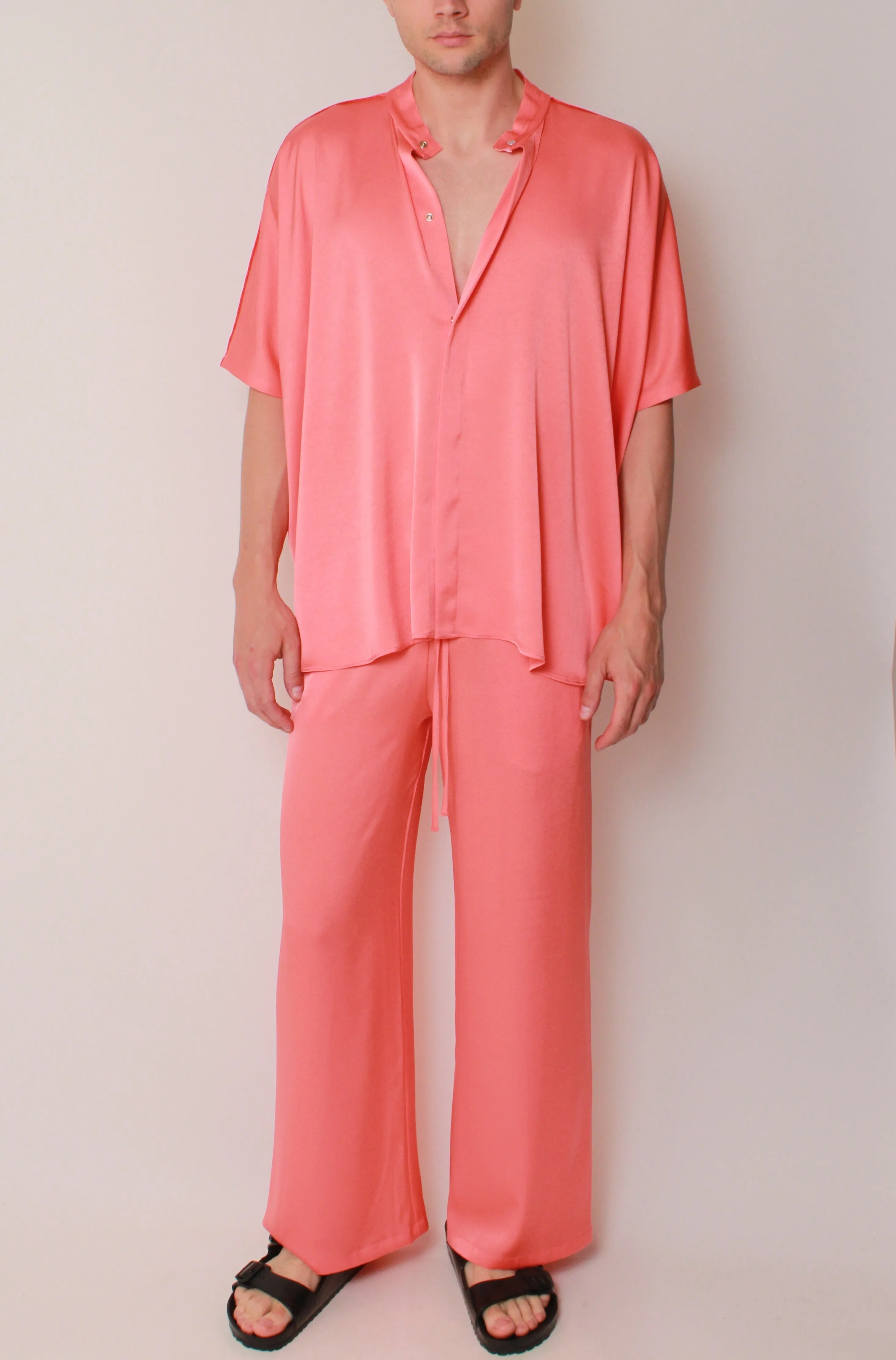 Wide Leg Pants In Coral Crepe
