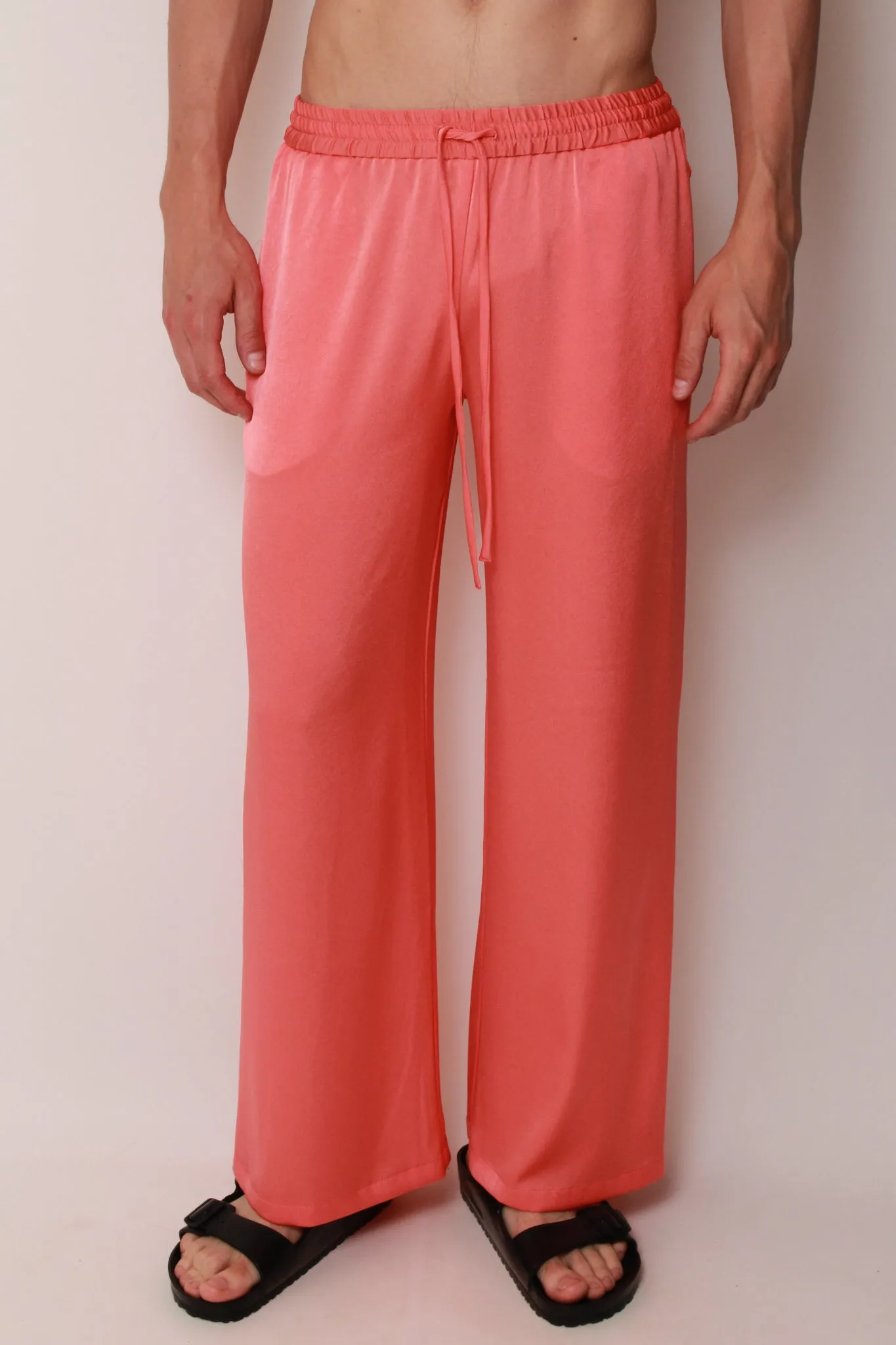 Wide Leg Pants In Coral Crepe