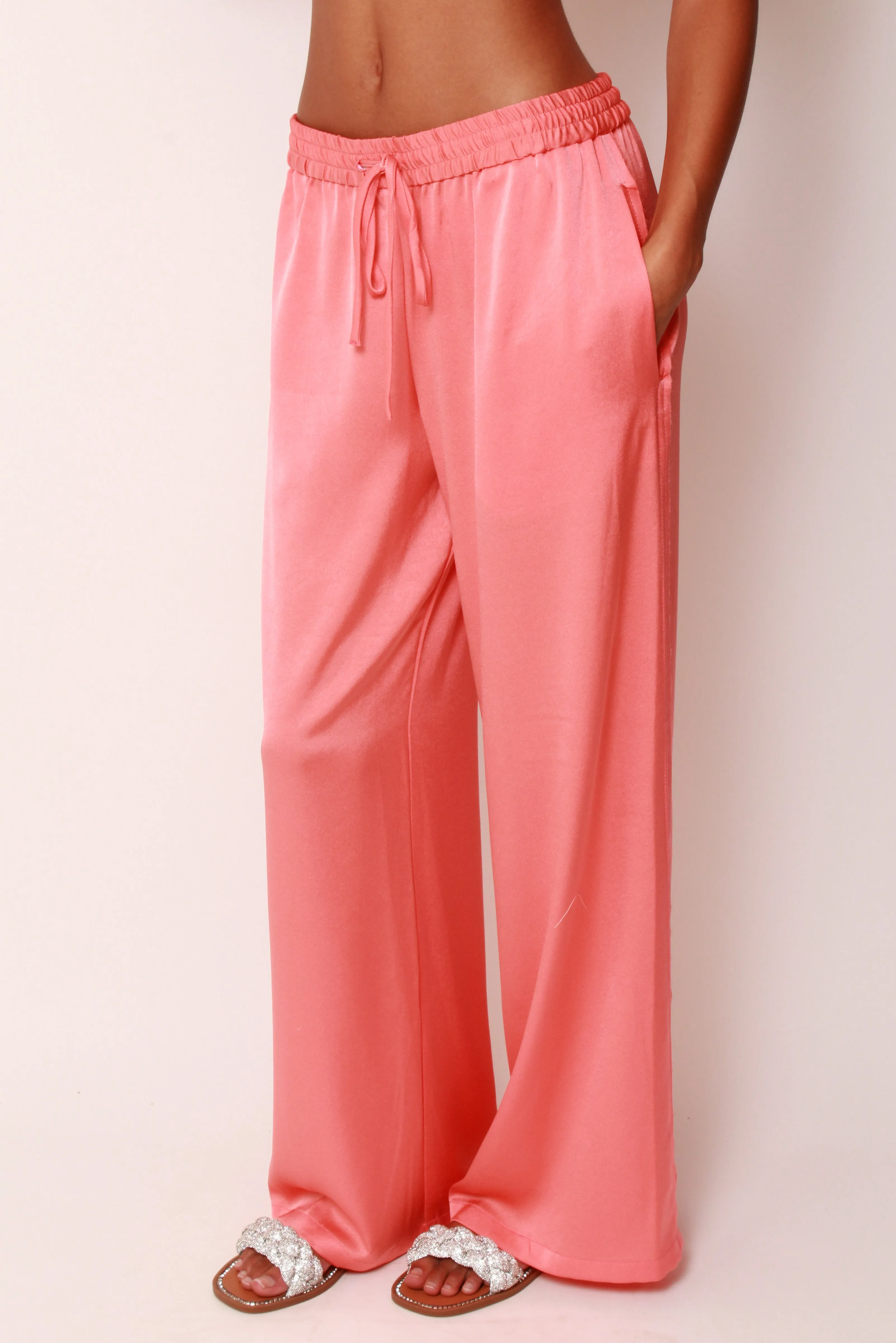 Wide Leg Pants In Coral Crepe