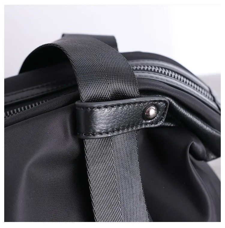 Womens Nylon Leather Gym Handbags Womens Black Nylon Gym Purse Nylon Work Shoulder Purse for Ladies