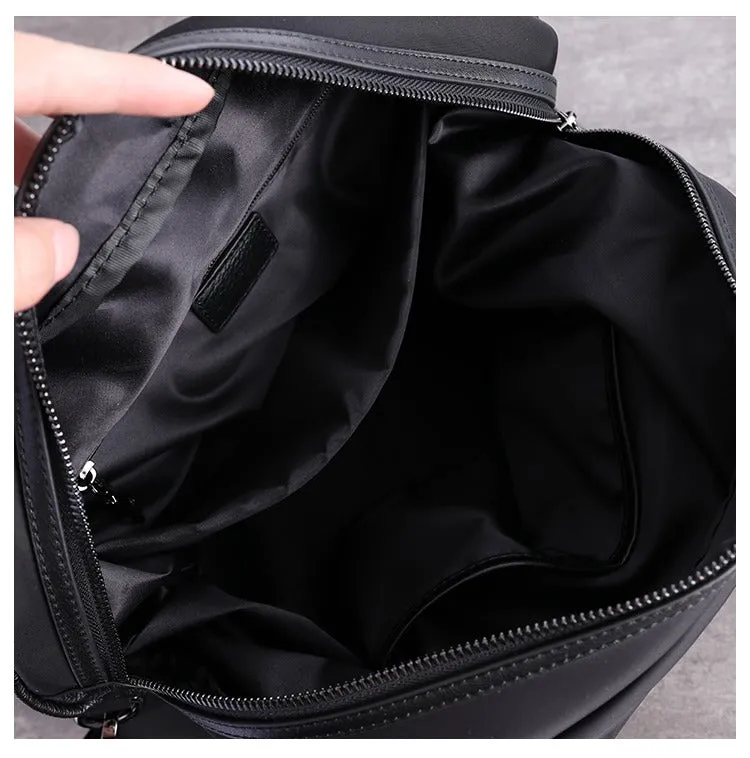 Womens Nylon Leather Gym Handbags Womens Black Nylon Gym Purse Nylon Work Shoulder Purse for Ladies