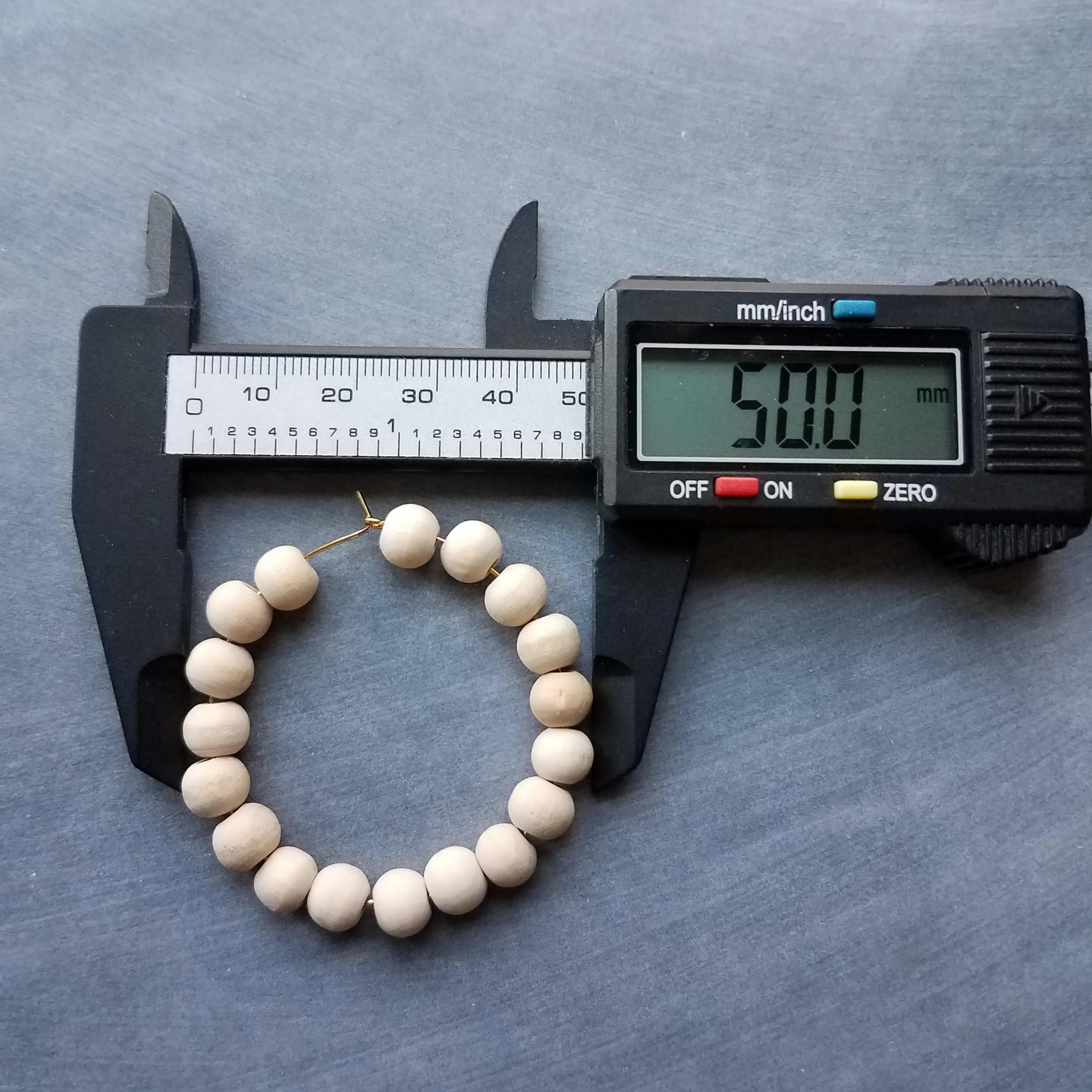 Wood Bead Thin Hoop Earrings, large gold hoop, summer earrings, beaded hoops, wooden bead earring, natural wood beads, large hoops, bold silver