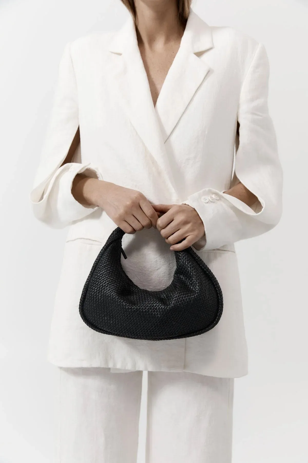Woven Bon Bon Bag in Black
