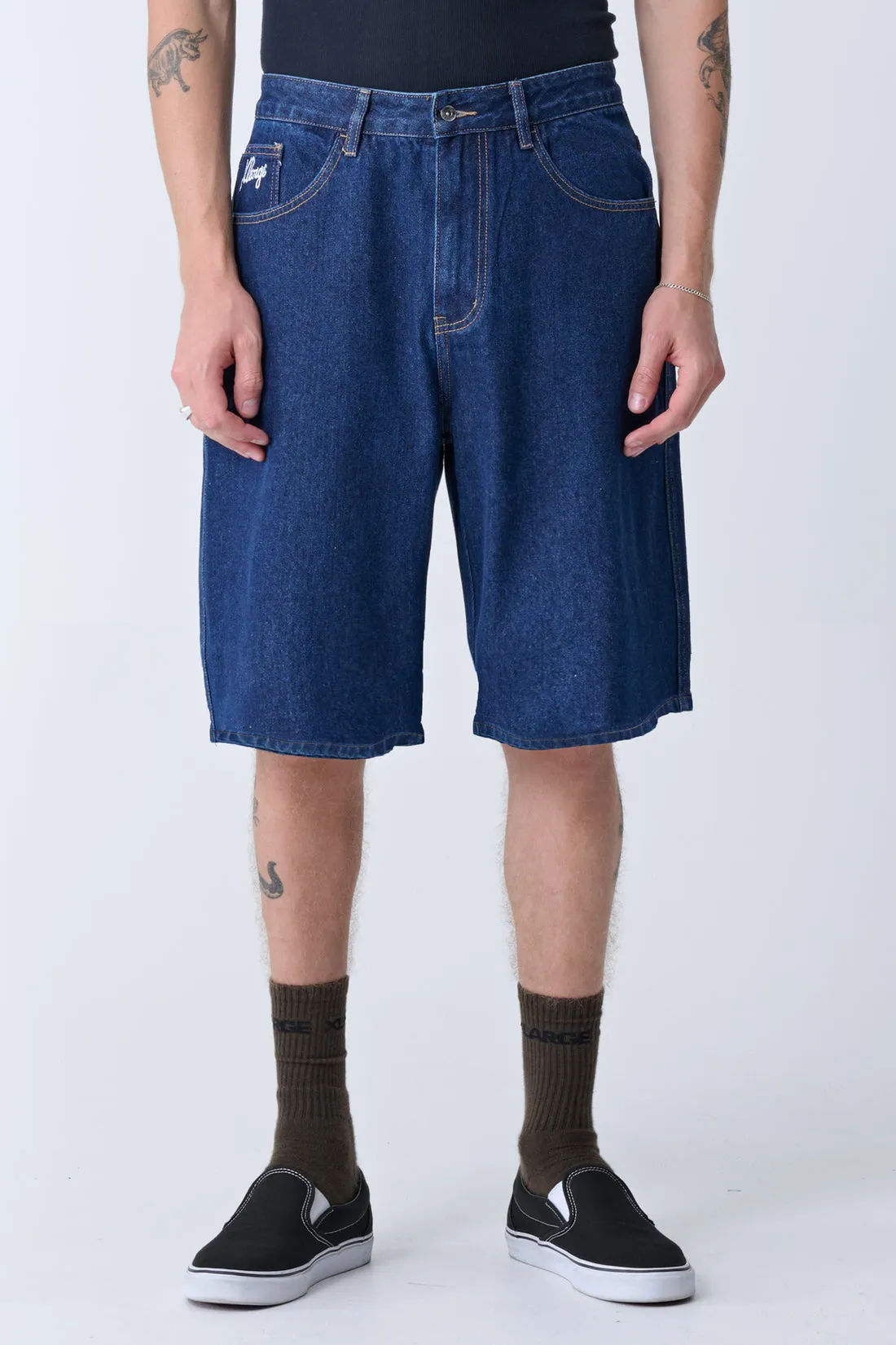 XLARGE DICE BULL DENIM SHORT RAW INDIGO