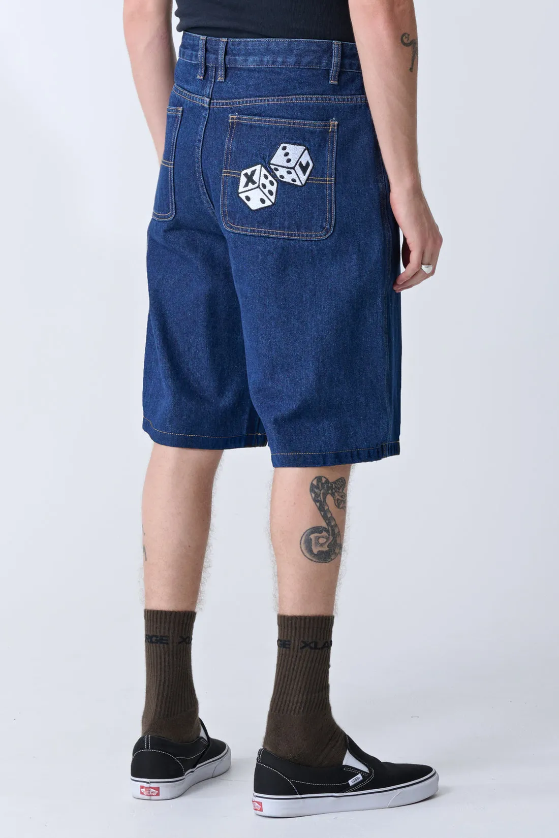 XLARGE DICE BULL DENIM SHORT RAW INDIGO