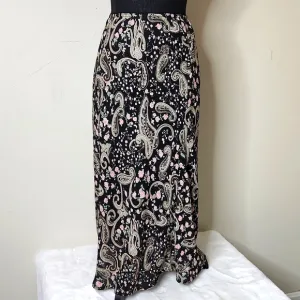 Y2K 90's black sheer chiffon drop waist floral  fishtail mermaid maxi skirt.