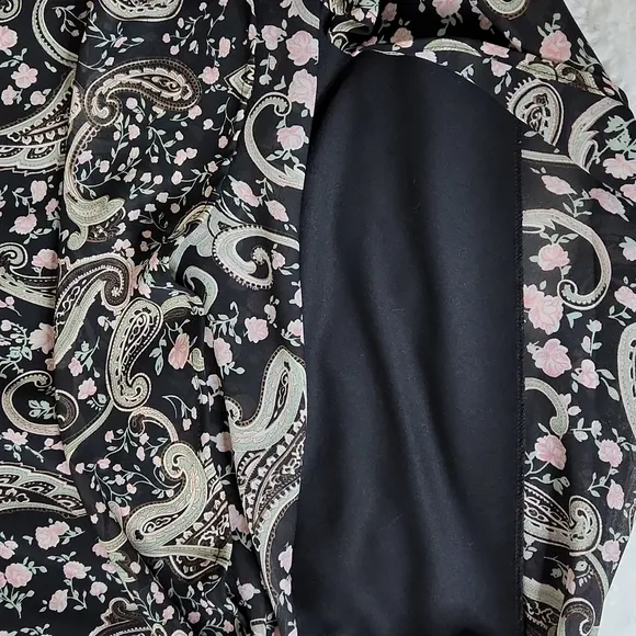 Y2K 90's black sheer chiffon drop waist floral  fishtail mermaid maxi skirt.