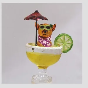 Yellow Chihuahua Margarita Hand Crafted Bottle Stopper