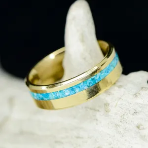 Yellow Gold & Offset Turquoise