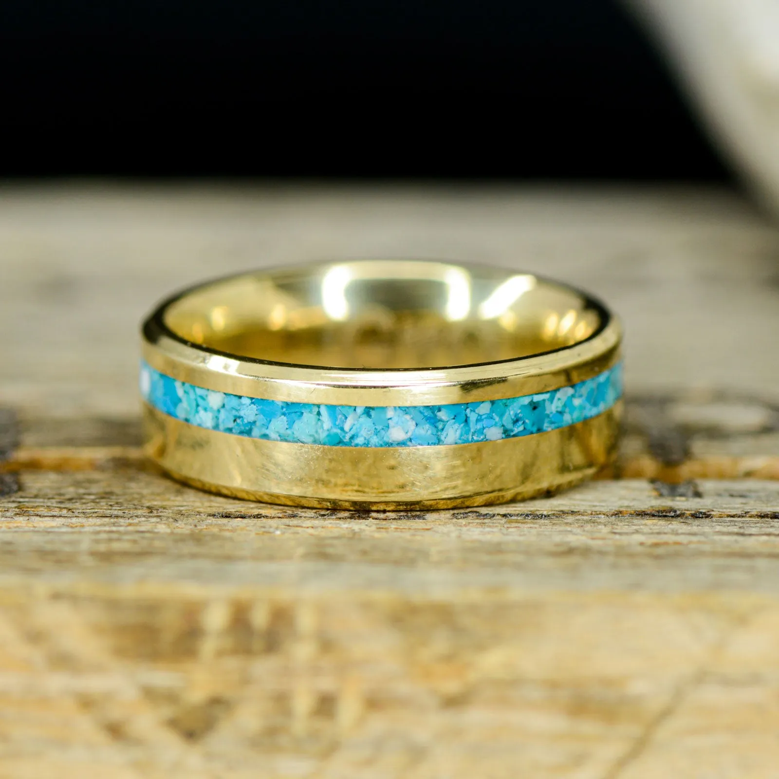 Yellow Gold & Offset Turquoise