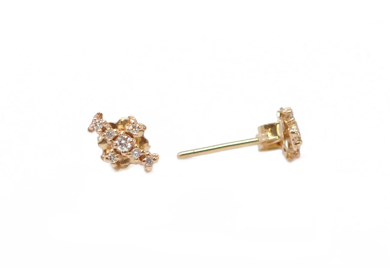 YELLOW GOLD CROSS STUD EARRINGS