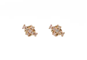 YELLOW GOLD CROSS STUD EARRINGS