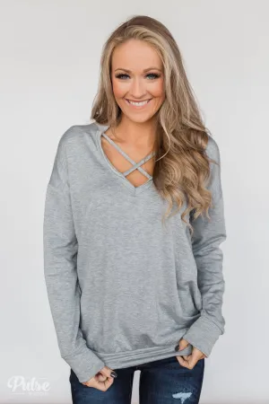 You Crossed My Path Sweatshirt- Heather Grey