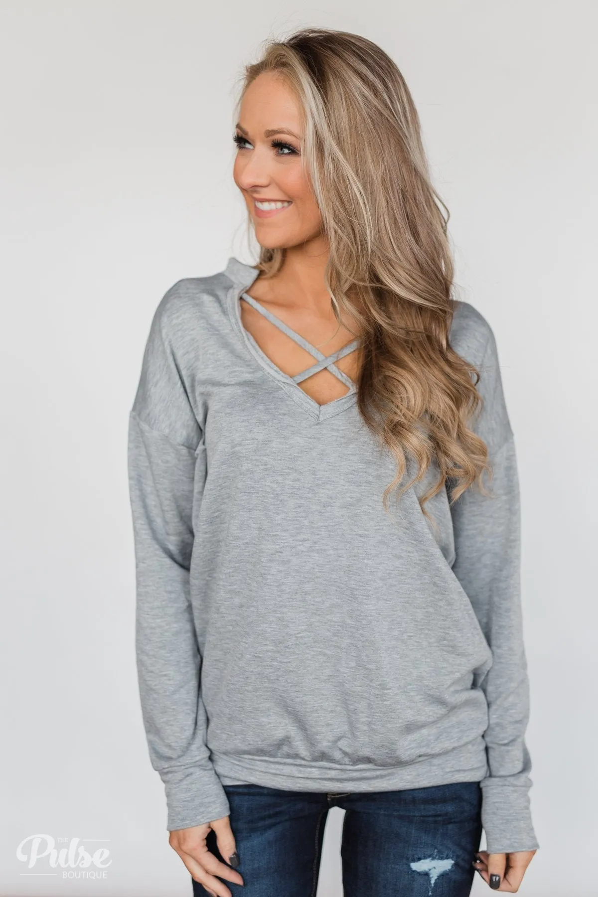 You Crossed My Path Sweatshirt- Heather Grey