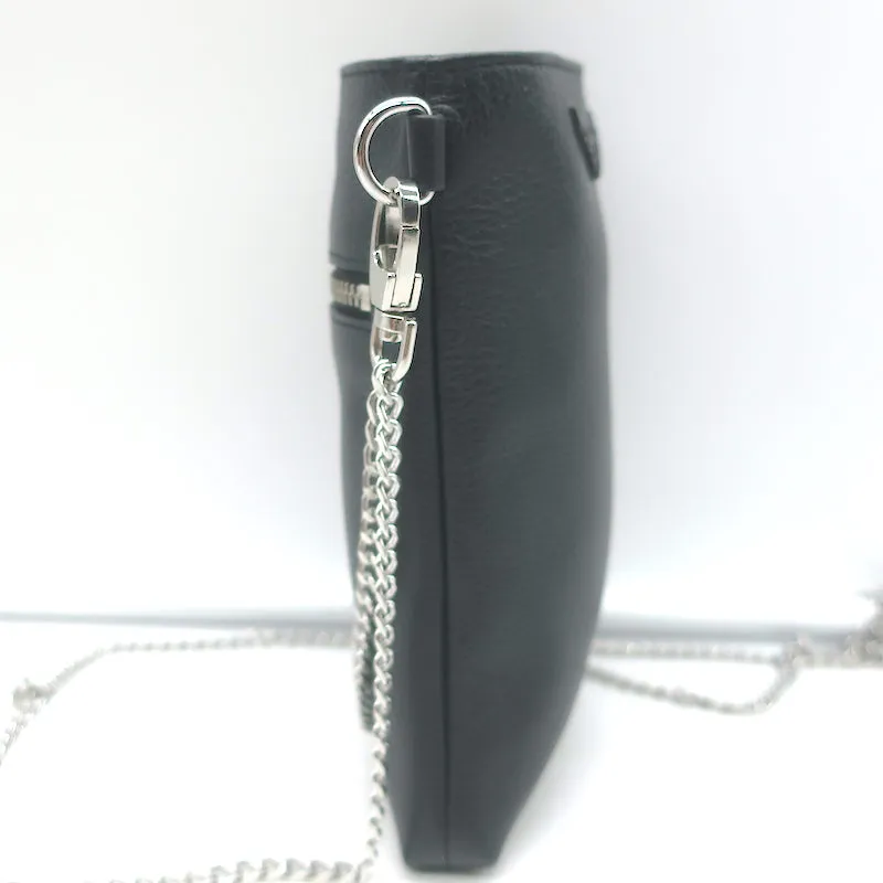 Zadig & Voltaire Rock Phone Pouch Black Leather Mini Crossbody Bag NEW