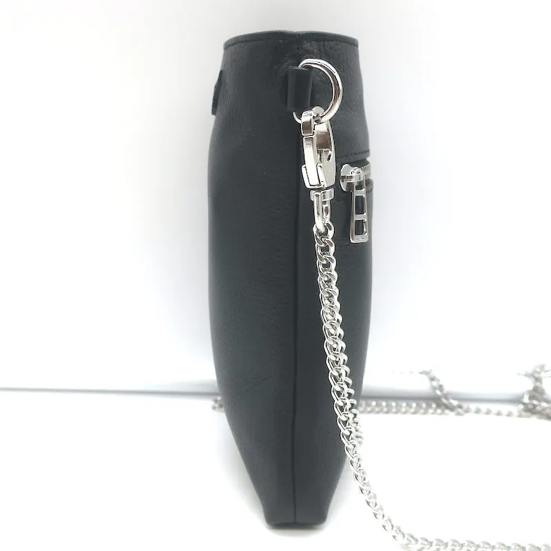 Zadig & Voltaire Rock Phone Pouch Black Leather Mini Crossbody Bag NEW