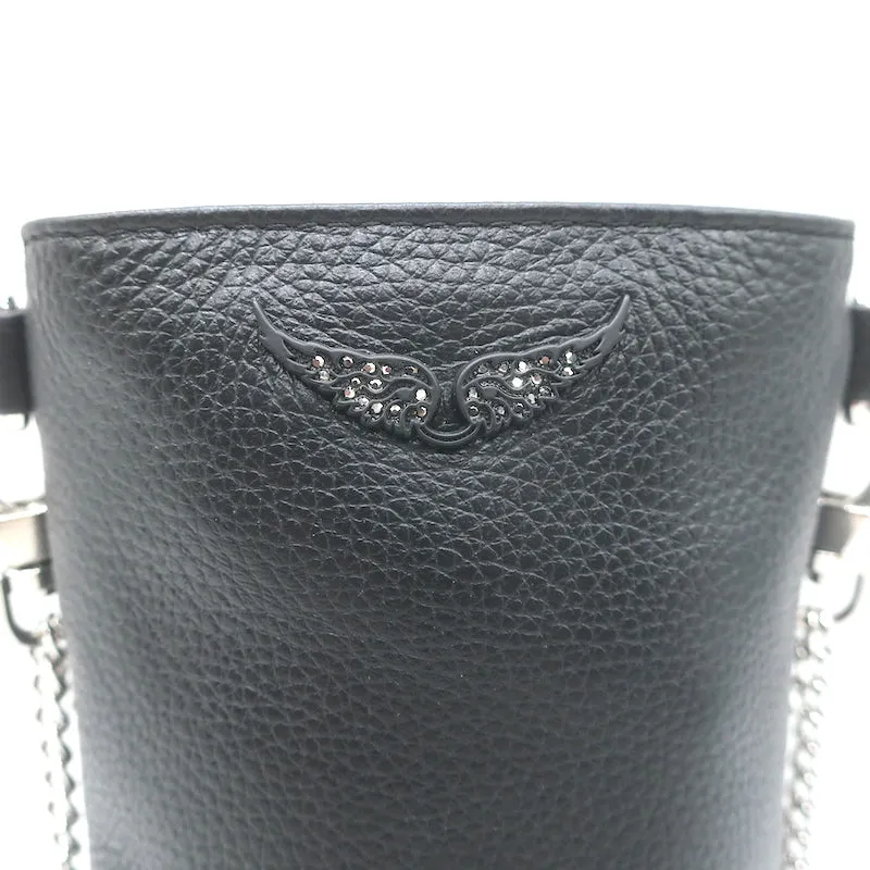 Zadig & Voltaire Rock Phone Pouch Black Leather Mini Crossbody Bag NEW