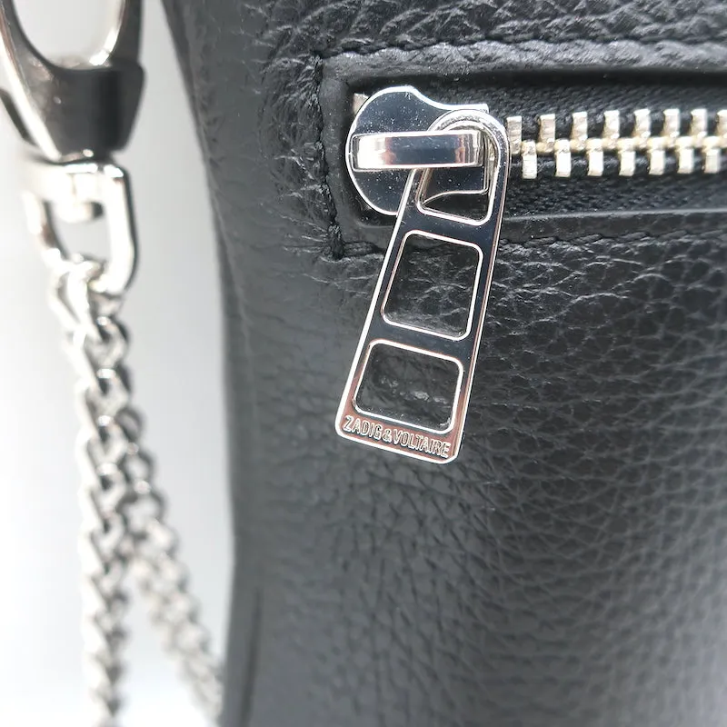 Zadig & Voltaire Rock Phone Pouch Black Leather Mini Crossbody Bag NEW