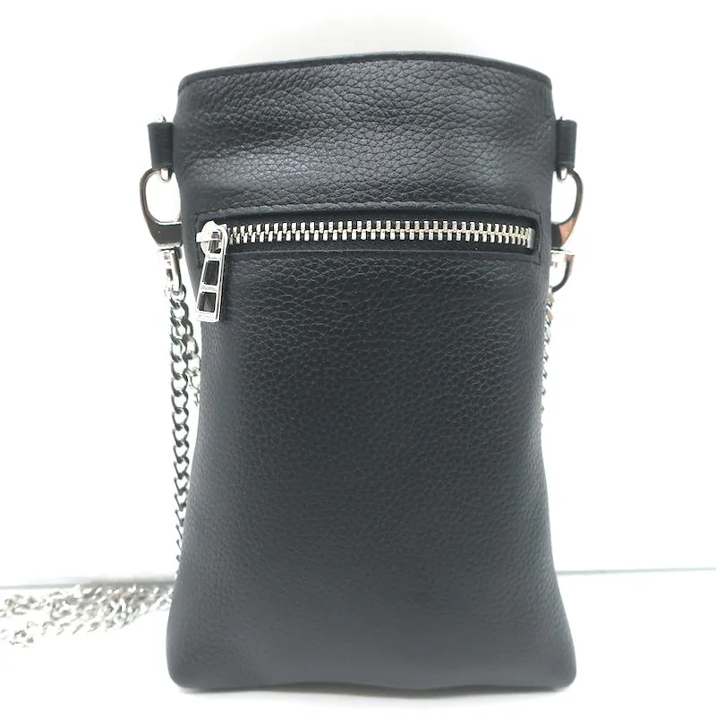 Zadig & Voltaire Rock Phone Pouch Black Leather Mini Crossbody Bag NEW