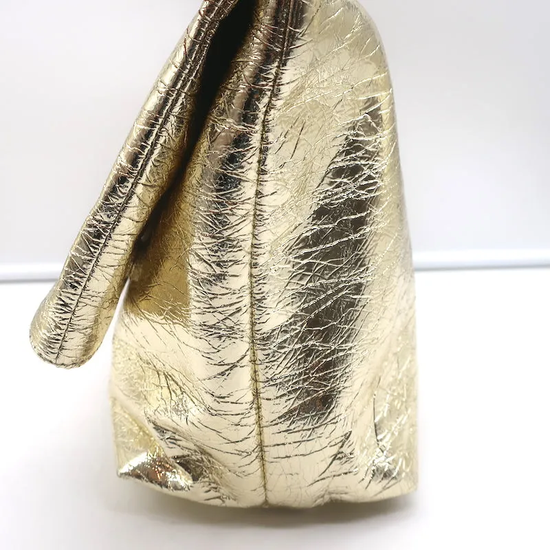 Zimmermann Fold Over Large Clutch Gold Metallic Leather NEW