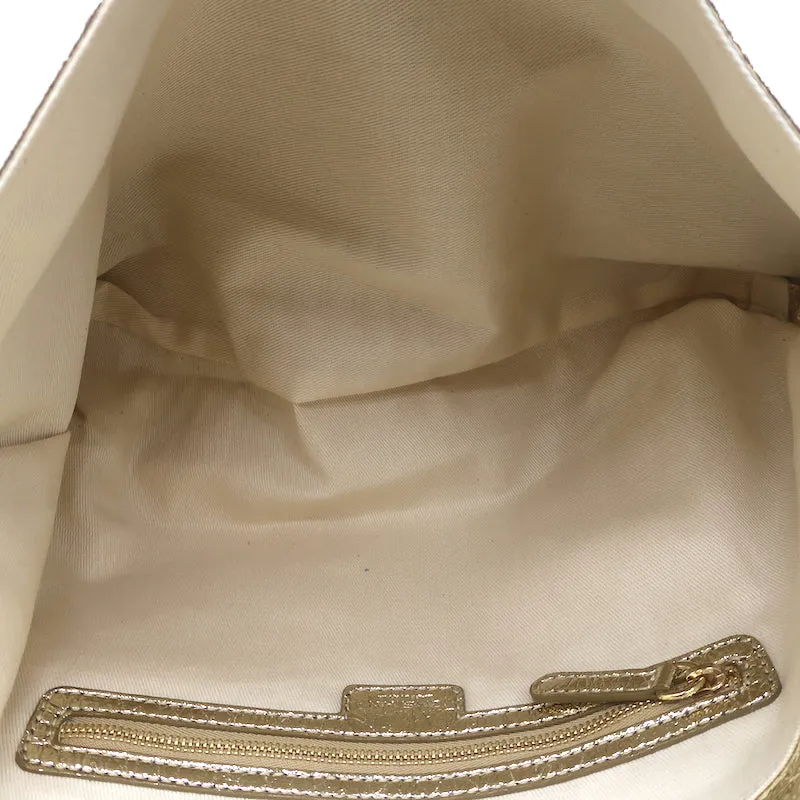 Zimmermann Fold Over Large Clutch Gold Metallic Leather NEW
